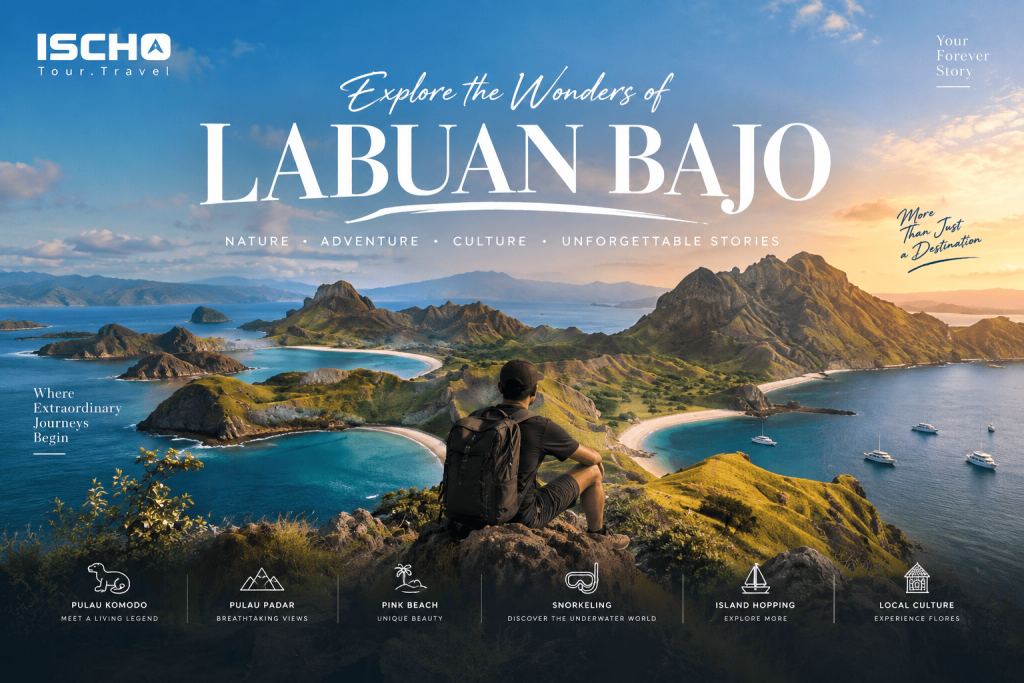 Pemandangan Pulau Padar Labuan Bajo dengan perbukitan dan laut biru